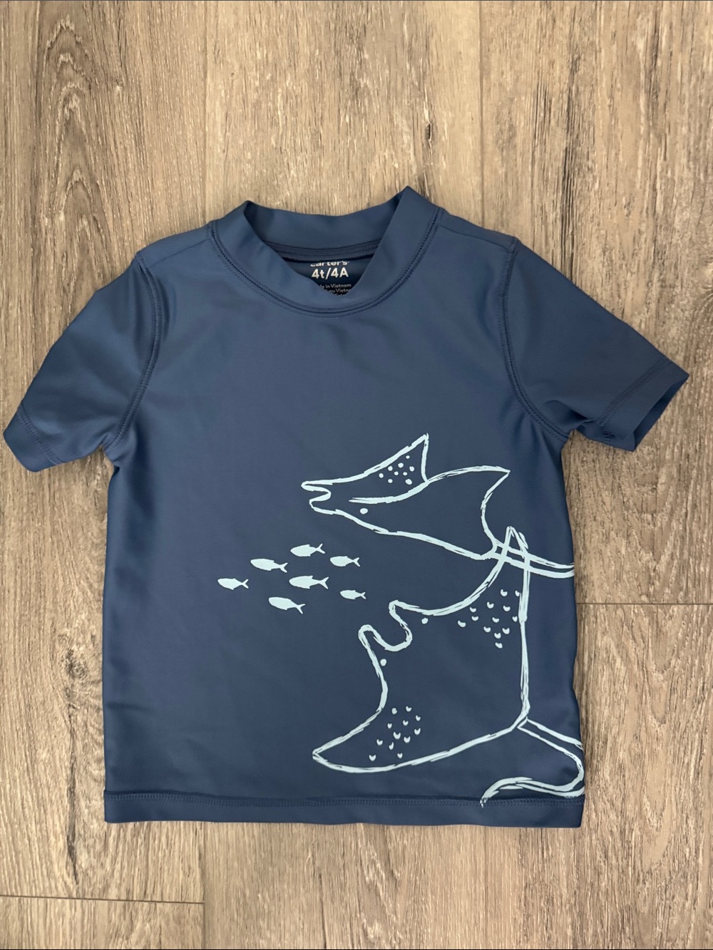EUC Carter's Blue Rashguard with Light Blue Manta Ray Print Size 4T